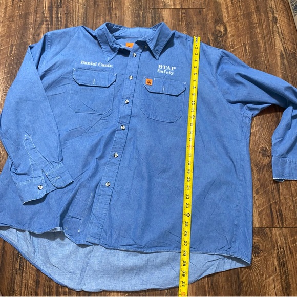 Wrangler Fire Resistant Chambray Button Up Long Sleeve Shirt XXL - Picture 5 of 8
